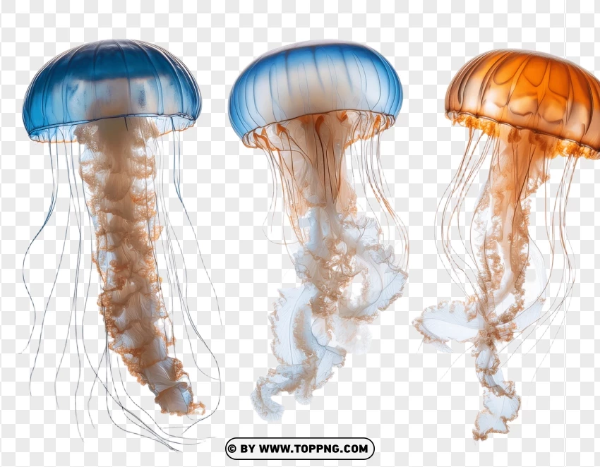 Jellyfish Group Floating Naturally PNG Transparent Background