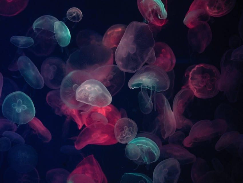 Jellyfish Colorful Glow Underwater World Background