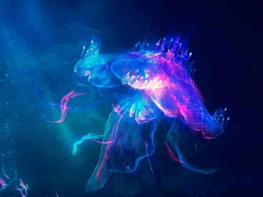 Jellyfish Underwater World Glow Art Fabulous Background