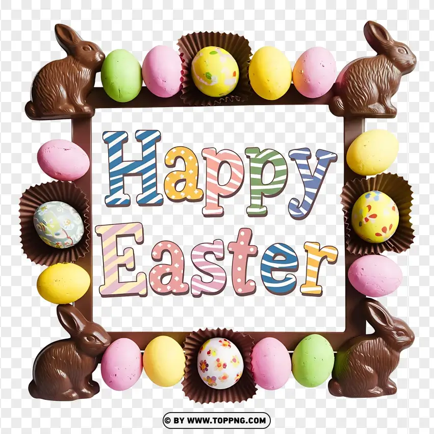 Easter Eggs With Happy Easter Sign PNG Transparent Background