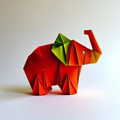 Adorable baby elephant, Colorful cloak, Vibrant colors,Low poly art, Whimsical design, Joyful illustration,Elephant head