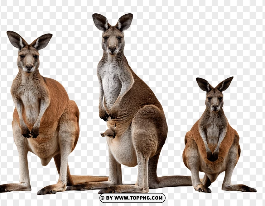 Group Of Kangaroos Standing PNG Transparent Background