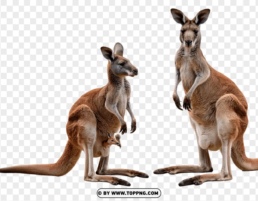 Set Of Kangaroos In Natural Habitat PNG Transparent Background