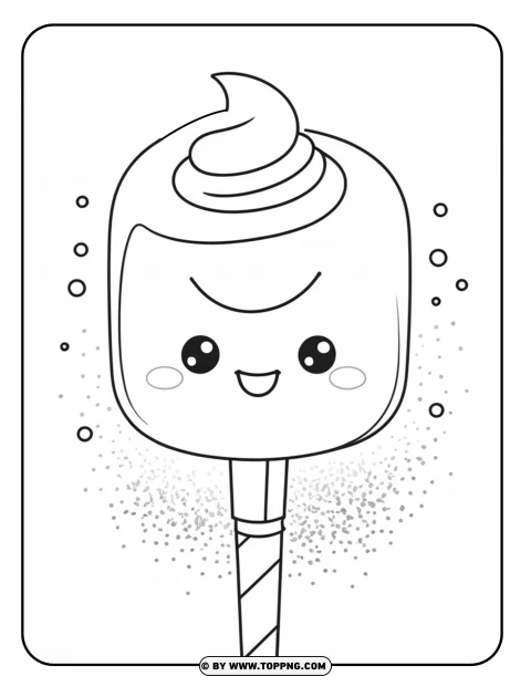 Kawaii Marshmallow Coloring Page For Toddler PNG Transparent Background