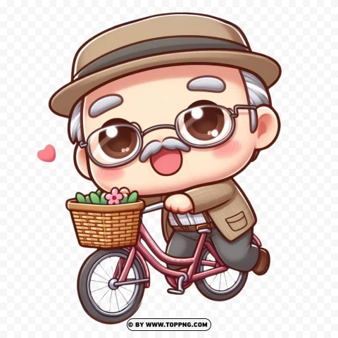 Senior Cyclist,CartoonElderly,Kawaii old man,cartoon,  people,  elderly,  aged