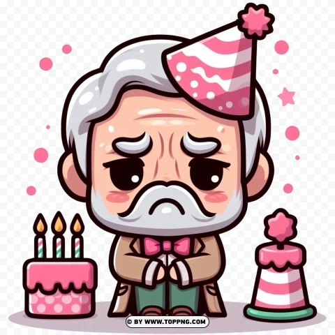 Kawaii Old Man,sad character ,Lonely Senior,Kawaii,  cartoon,  people,  elderly