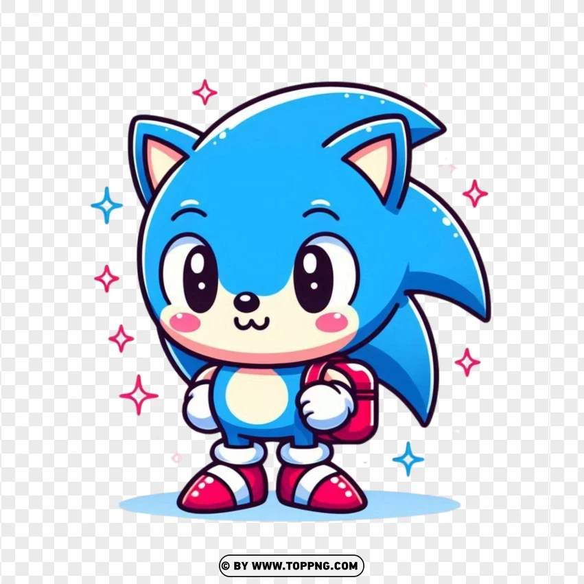 Kawaii Sonic The Hedgehog In A Dynamic Pose PNG Transparent Background