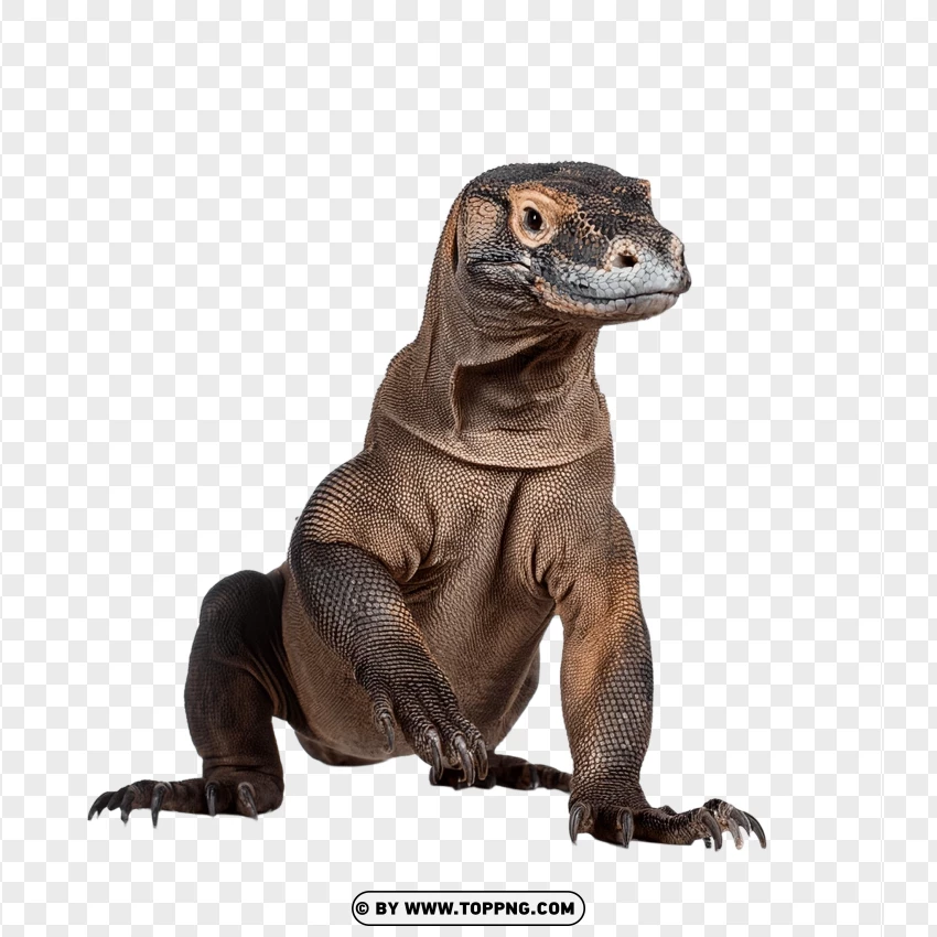 Komodo Dragon In Sitting Pose PNG Transparent Background