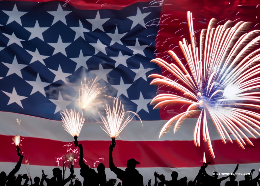 Labor Day Fireworks Spectacular Workers Celebrate With American Flag Backdrop PNG Transparent Background