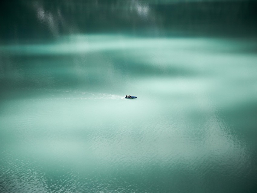 Lake Boat Minimalism Water Surface Calm Background