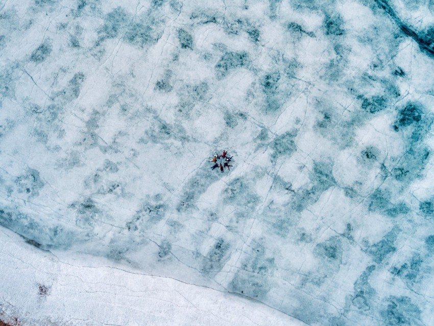 lake, ice, aerial view, frozen, people