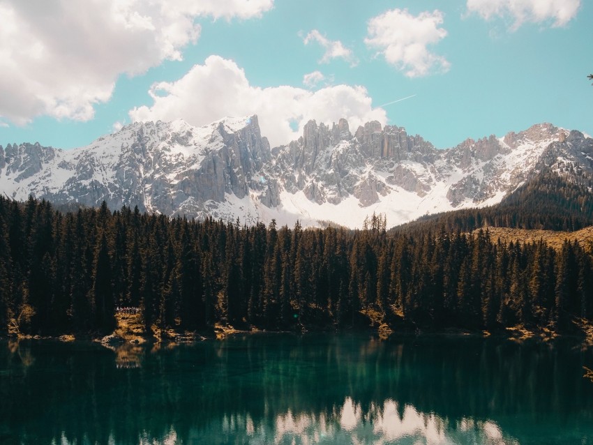 lake, mountains, reflection, sky, clouds