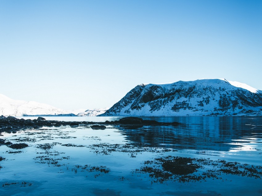 Lake Snow Mountains Sky Winter Snowy Background