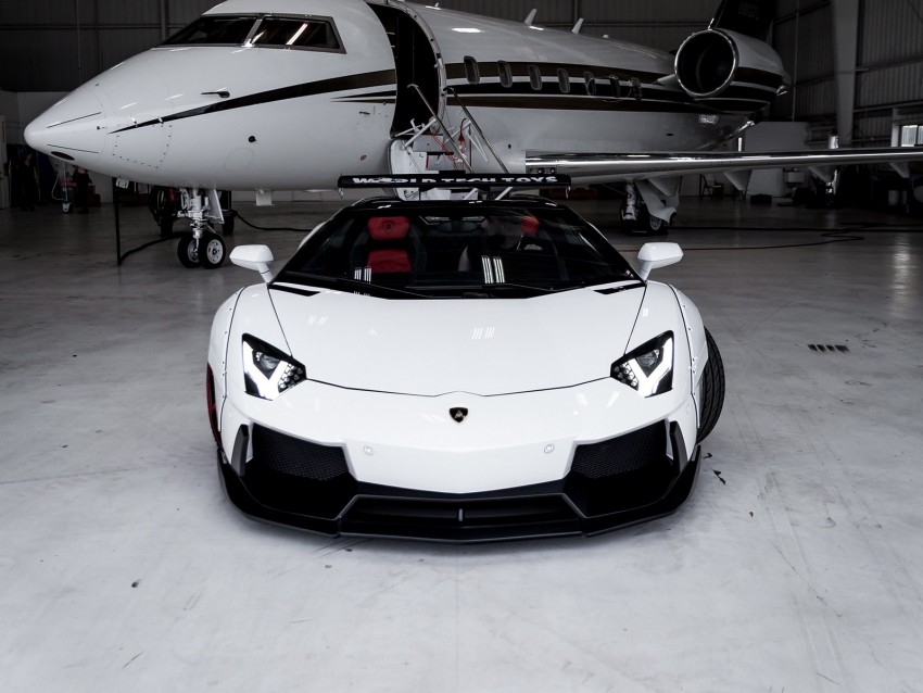 lamborghini aventador, lamborghini, plane, luxury, sports car