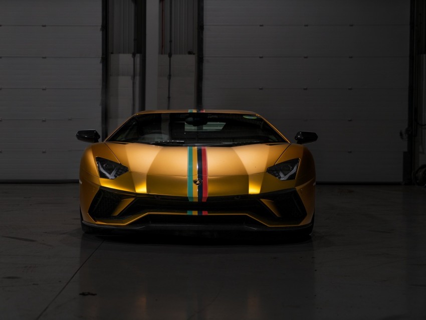 lamborghini aventador, lamborghini, sports car, front view, golden