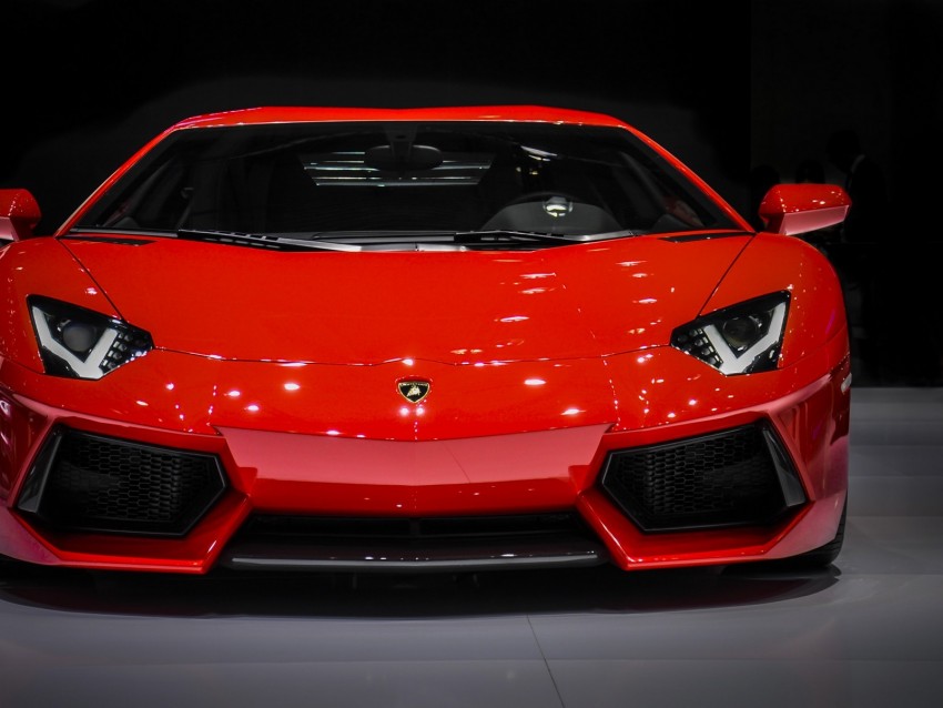 lamborghini aventador, lamborghini, sports car, supercar, red, front view