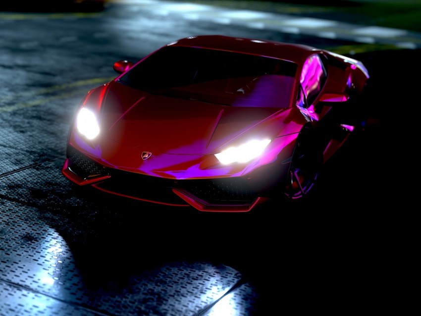 Lamborghini Huracan Lamborghini Sports Car Neon Background