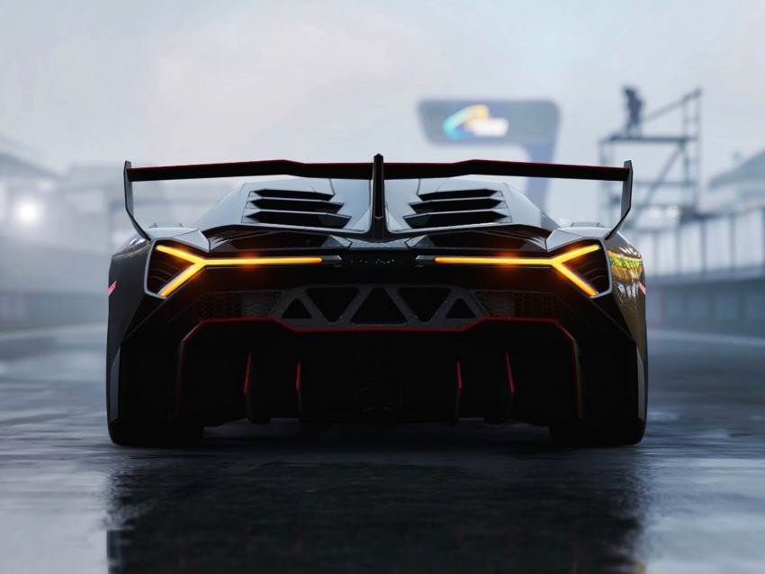 lamborghini veneno, lamborghini, sports car, racing, rear view