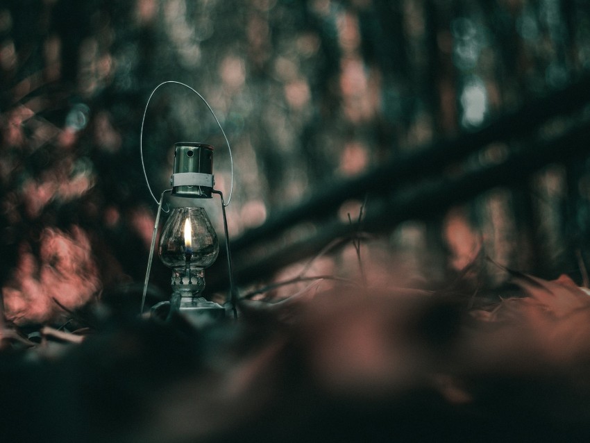 Lamp Lantern Fire Wick Blur Background