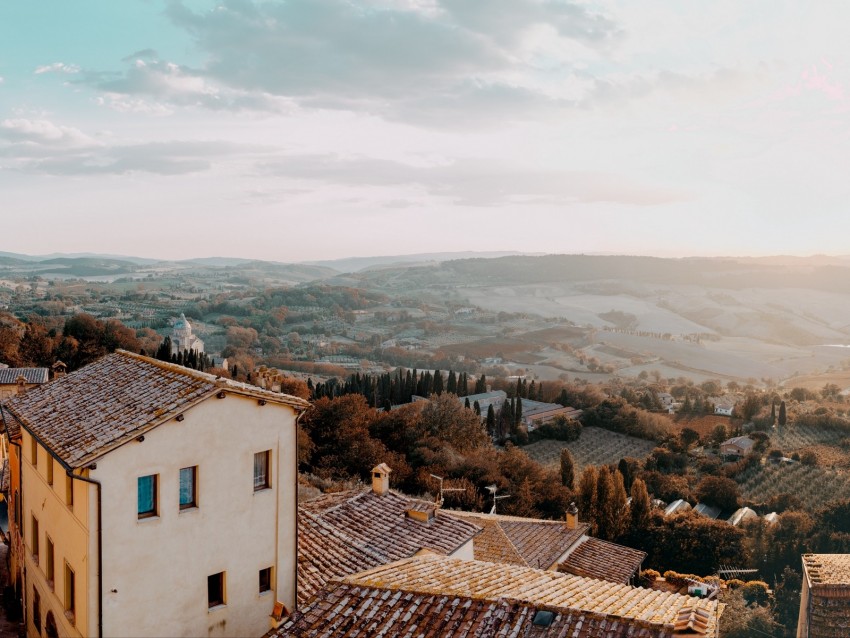 landscape, aerial view, architecture, commune, montone, italy