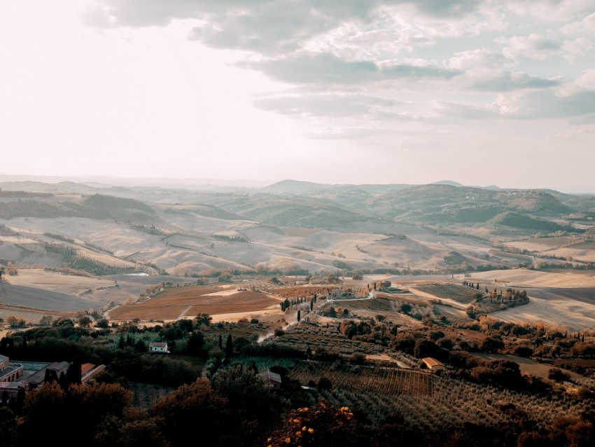 landscape, aerial view, fog, commune, montone, italy