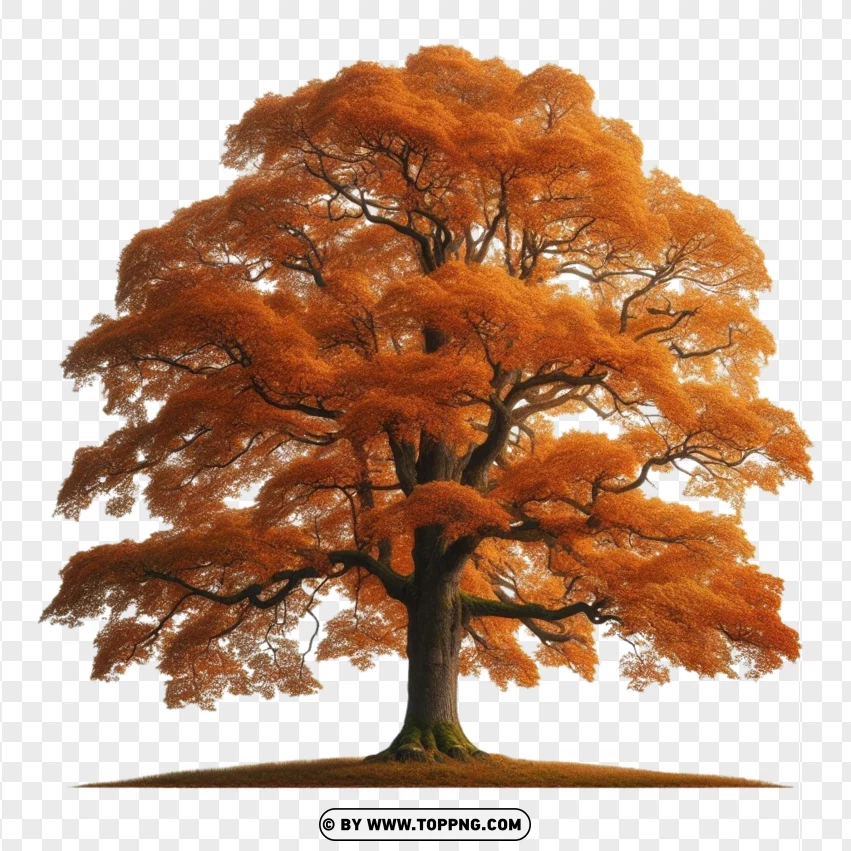 Large Autumn Tree In Full Fall Colors PNG Transparent Background