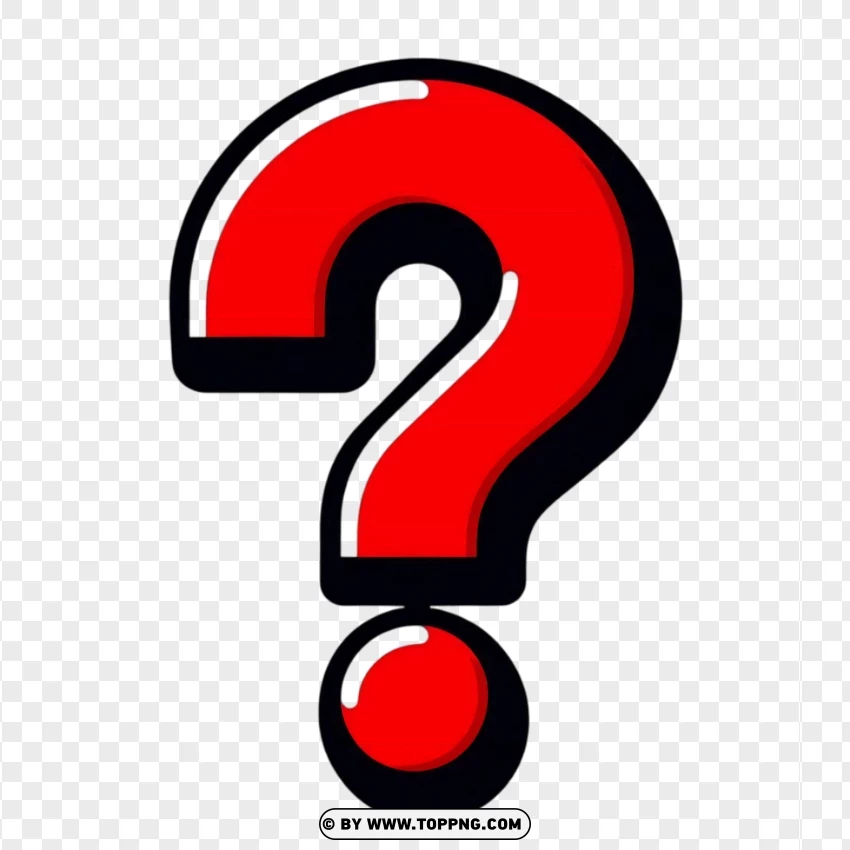 Large Red Question Mark With Clear White PNG Transparent Background