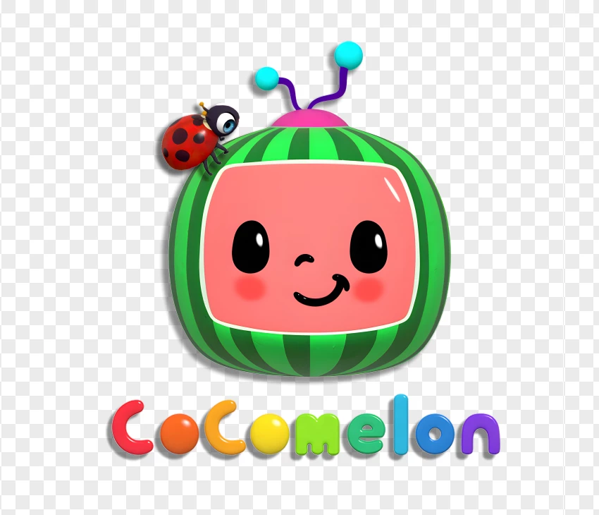 Cocomelon,watermelon, smiling face, ladybug, screen, kids