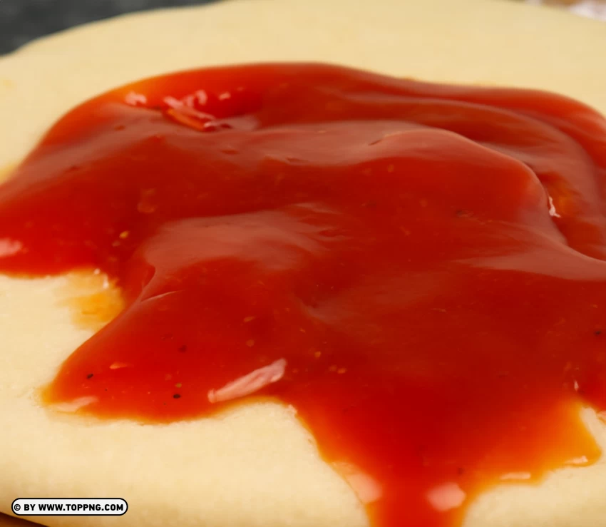 Layering The Pizza Dough With Fresh Tomato Sauce PNG Transparent Background