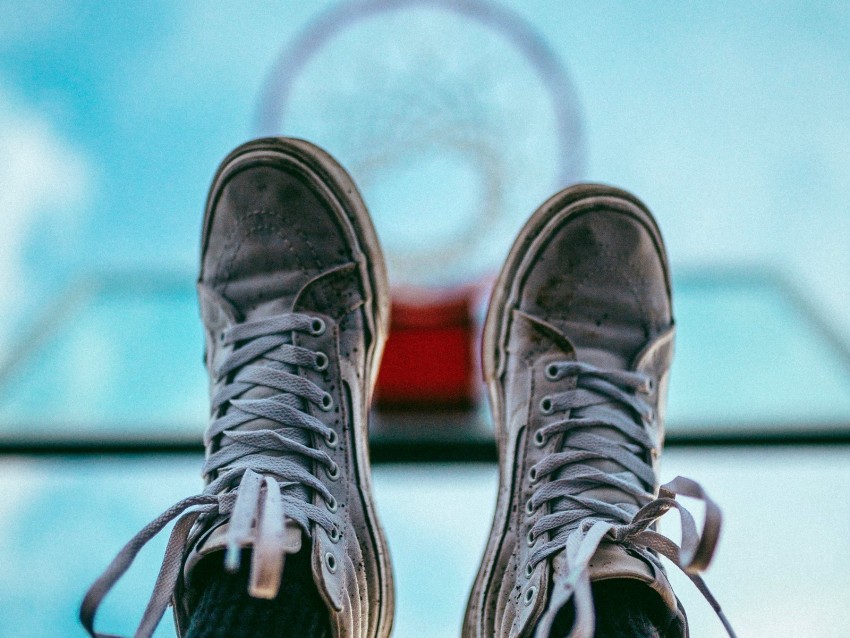 Legs Sneakers Shoes Sky Basketball Hoop Background