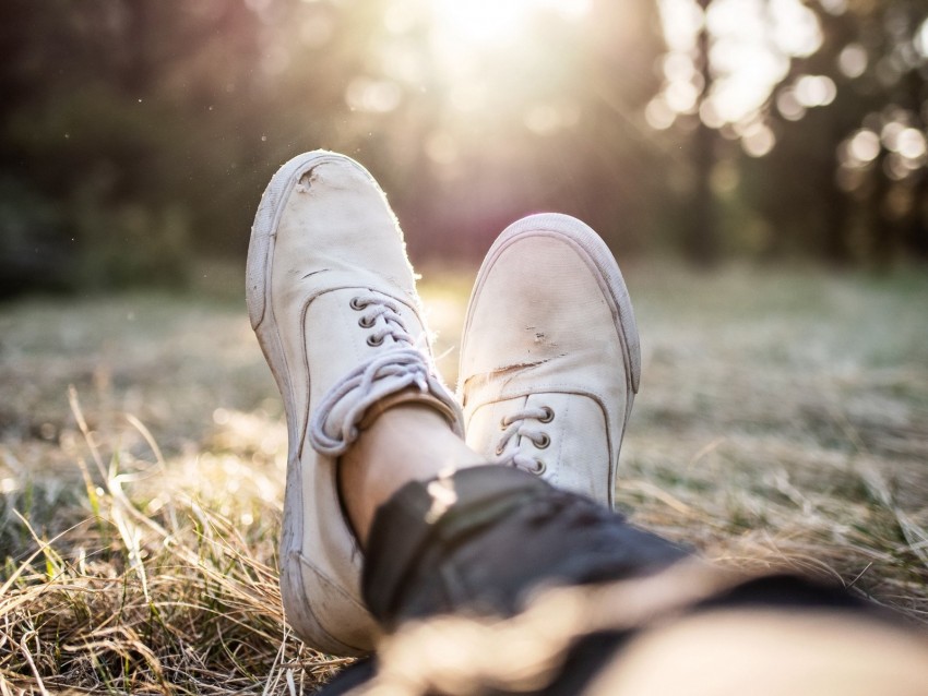 Legs Sneakers Sun Sunlight Glare White Background