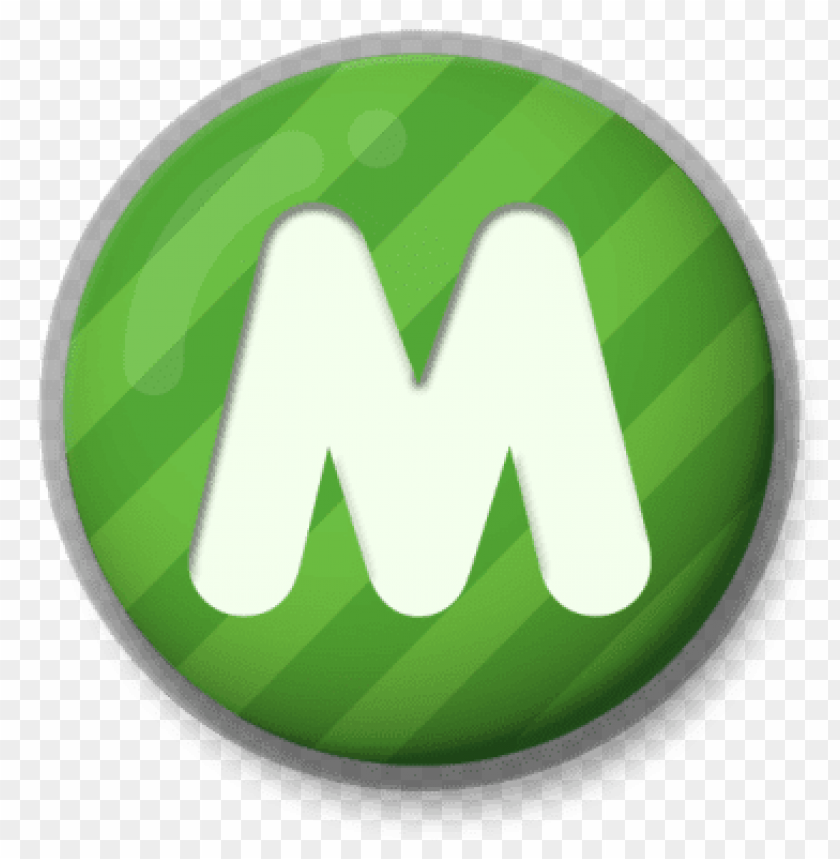 miscellaneous, letter roundlets, letter m green roundlet, 