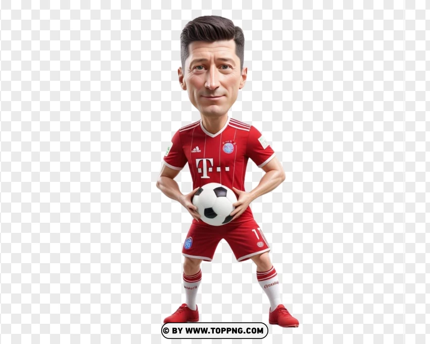 Lewandowski Football Player Chibi Character PNG Transparent Background