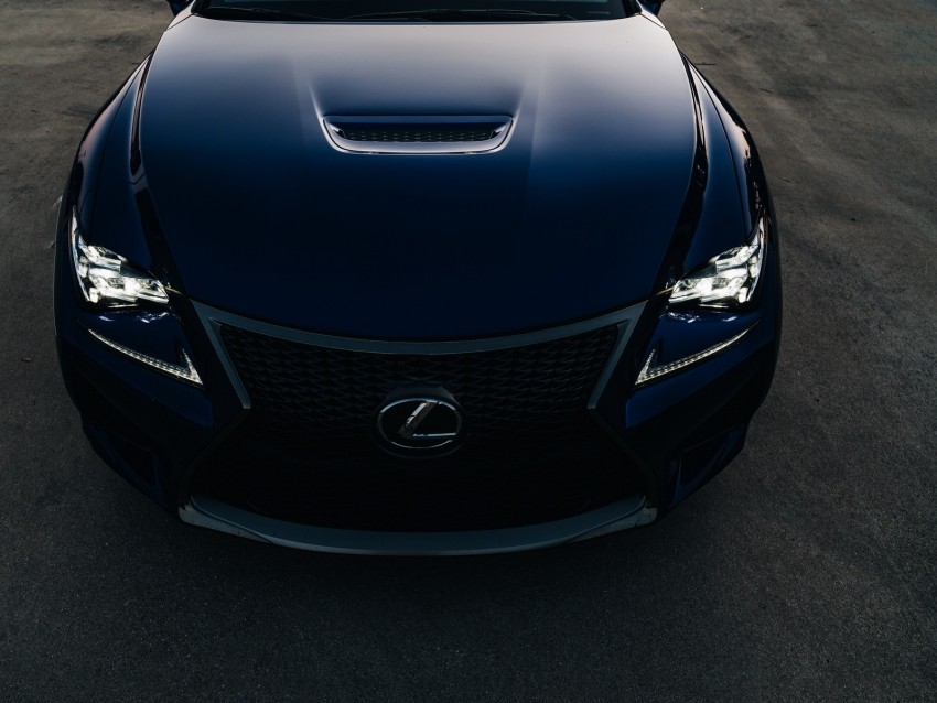 lexus rc f, lexus, headlight, bonnet, front view