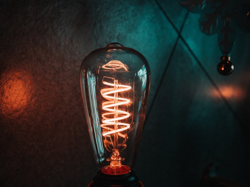 light bulb, electricity, spiral, light, dark