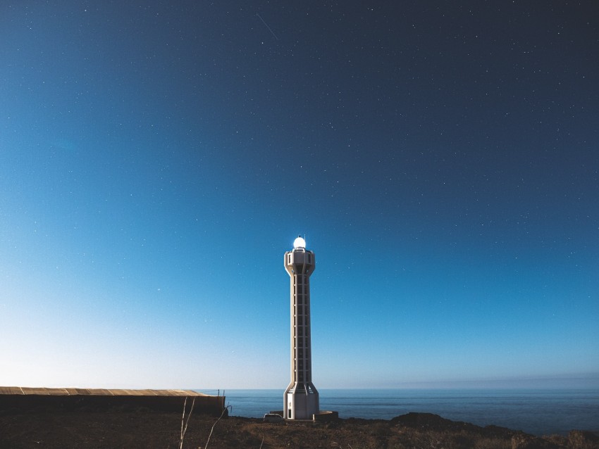 lighthouse, building, architecture, coast, night