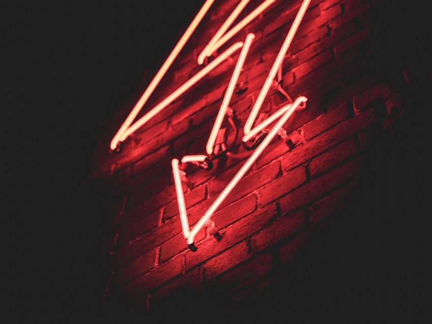 lightning, neon, arrow, wall