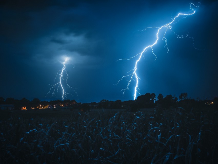 lightning, sky, cloudy, night, dark