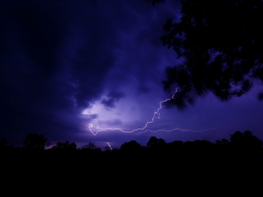 lightning, thunderstorm, night, dark, sky