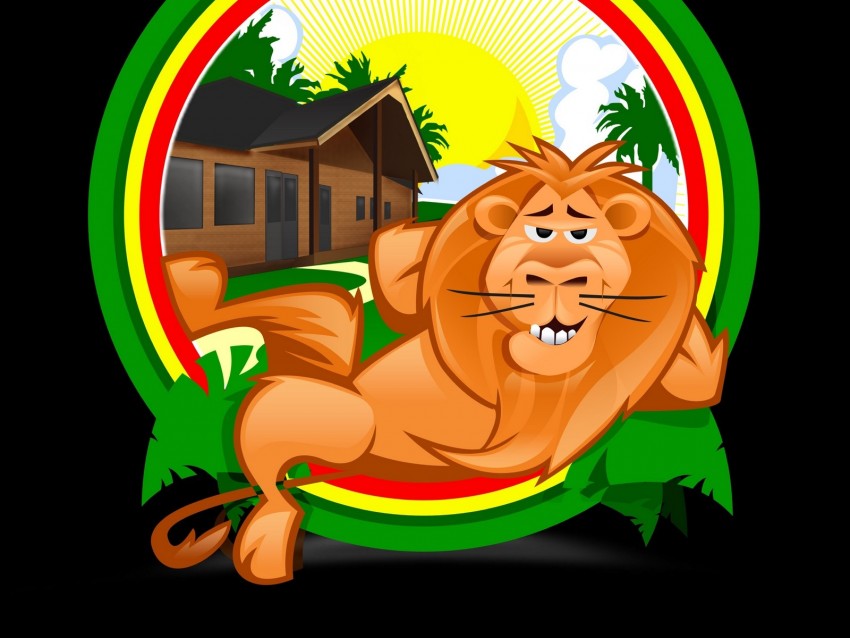 Lion Recreation Vector Funny Tropics Background