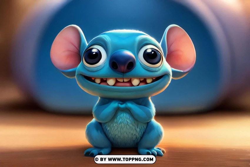 Lively Stitch Vibrant Blue Cartoon Character Wallpaper PNG Transparent Background