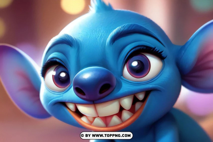 Lively Stitch Vibrant Blue Cartoon Character Wallpaper PNG Transparent Background