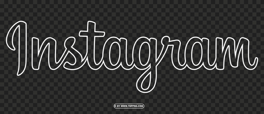 Logo Instagram Text Line White PNG Transparent Background