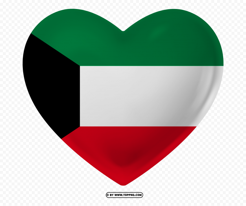 Love Kuwait Flag 3d Render Heart PNG Transparent Background