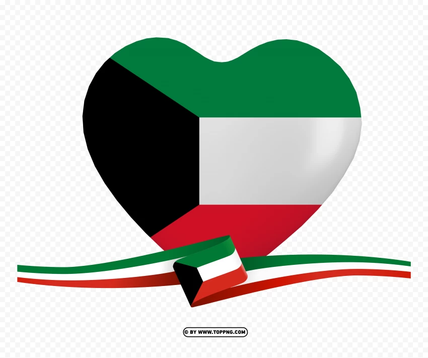 Love Kuwait Flag Symbol 3d Heart Flag PNG Transparent Background