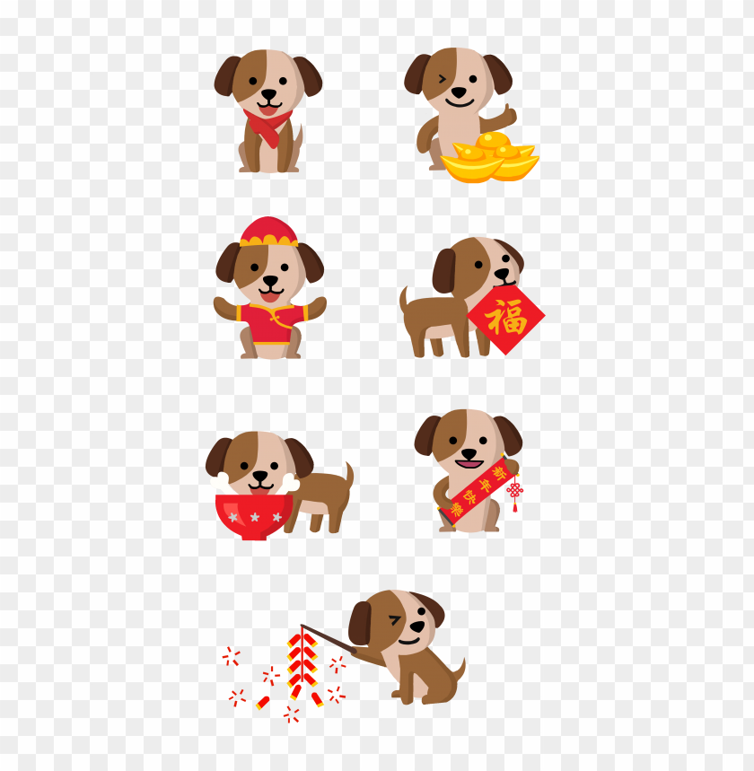 A cute dog celebrating Lunar New Year with festive items PNG