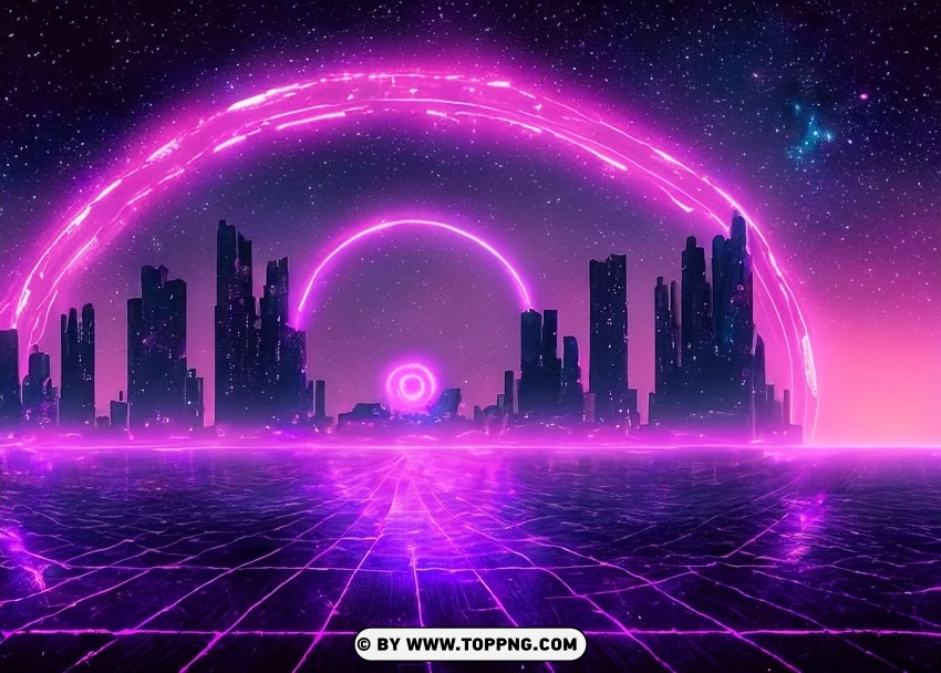 Luminous Cyber Cityscape Enigmatic Purple Glow Wallpaper Flare PNG Transparent Background