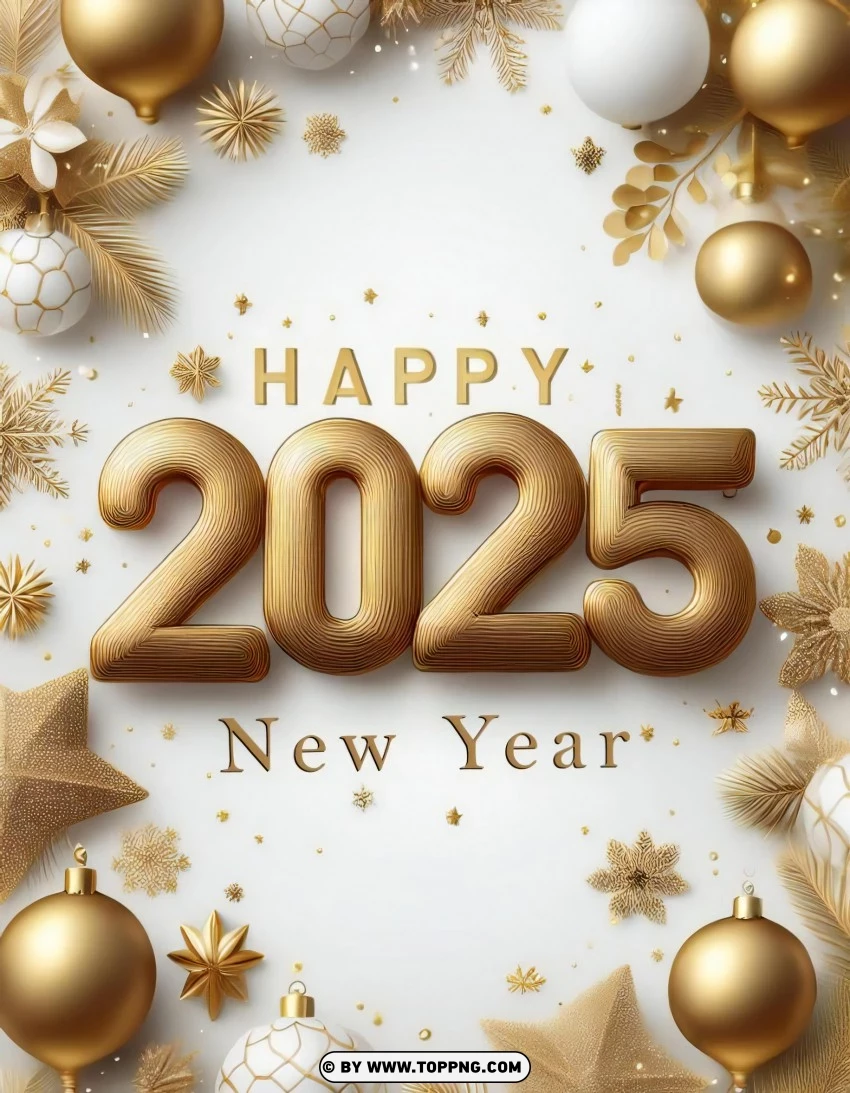 Luxurious 2025 New Year Card With Fireworks And Stars PNG Transparent Background