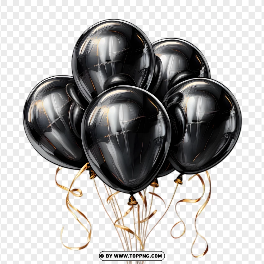 Luxurious Black Balloons Decoration PNG Transparent Background