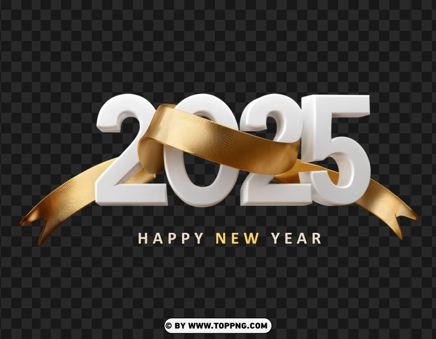 Luxurious Bold Gold And White 2025 Celebration Design PNG Transparent Background